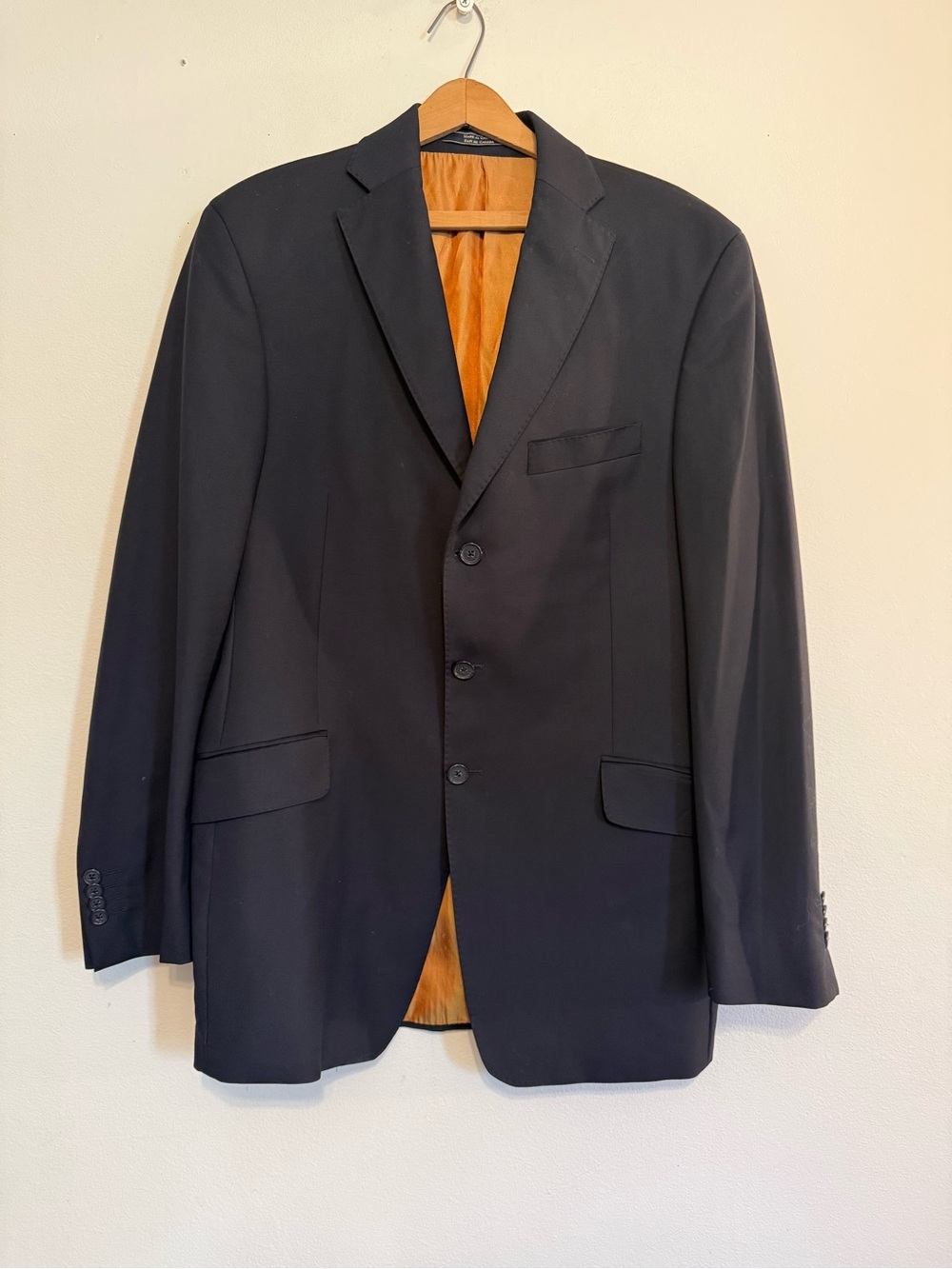 Arnold Brant Black 100% Laine Wool Blazer Sport Coat Jacket 41 R Top Stitch
